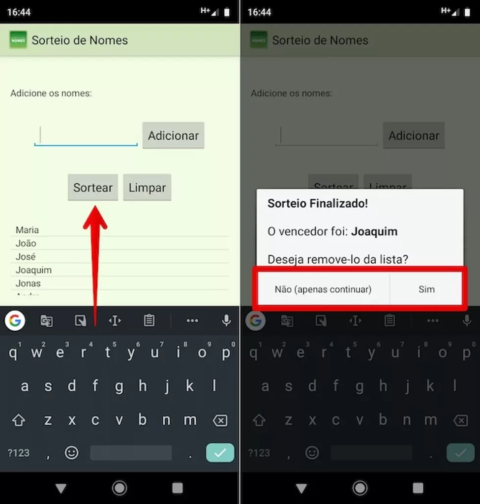 App de sorteio de nomes